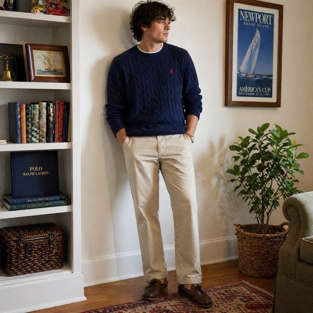 Polo‎ Ralph Lauren Chino Pants 34x30 Khaki Classic Straight Cotton Mens